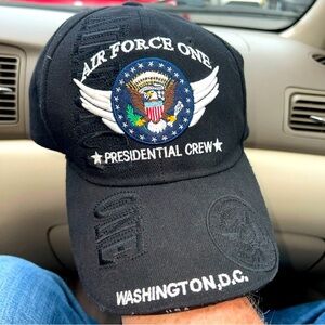 Air Force One Presidential Crew Blue Embroidered Baseball Hat Cap Black One Size